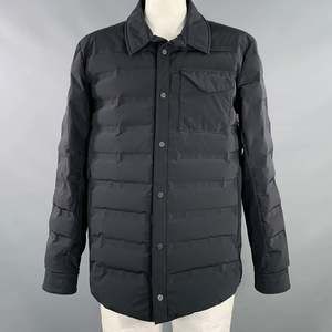 AZTECH Black Quilted Polyamide Blend Snaps Coat